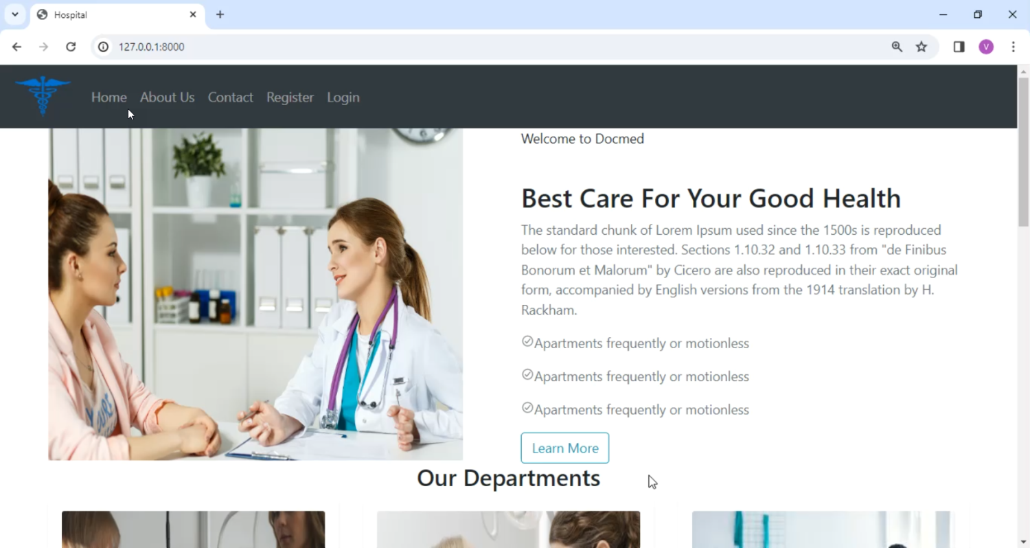 Hospital Management System with Patient Registration And Appointment Scheduling in Django Python