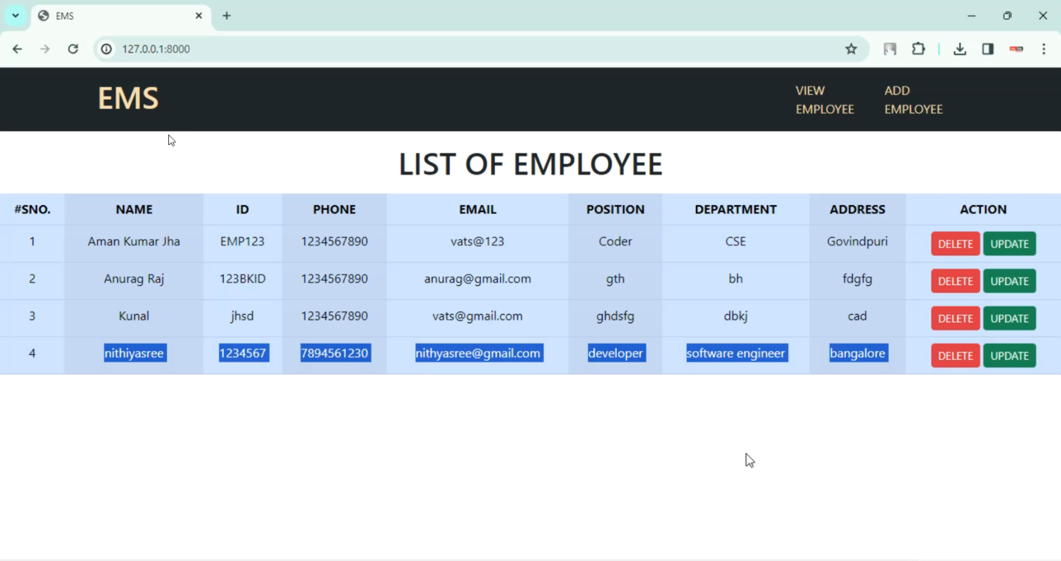 HR Employee System in Django Python