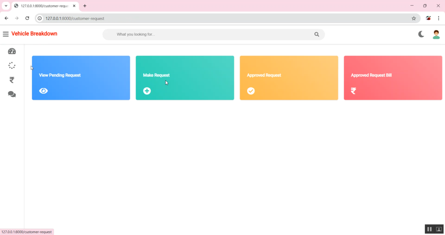On Road Vehicle Breakdown Help Assistant Web App in Django Python
