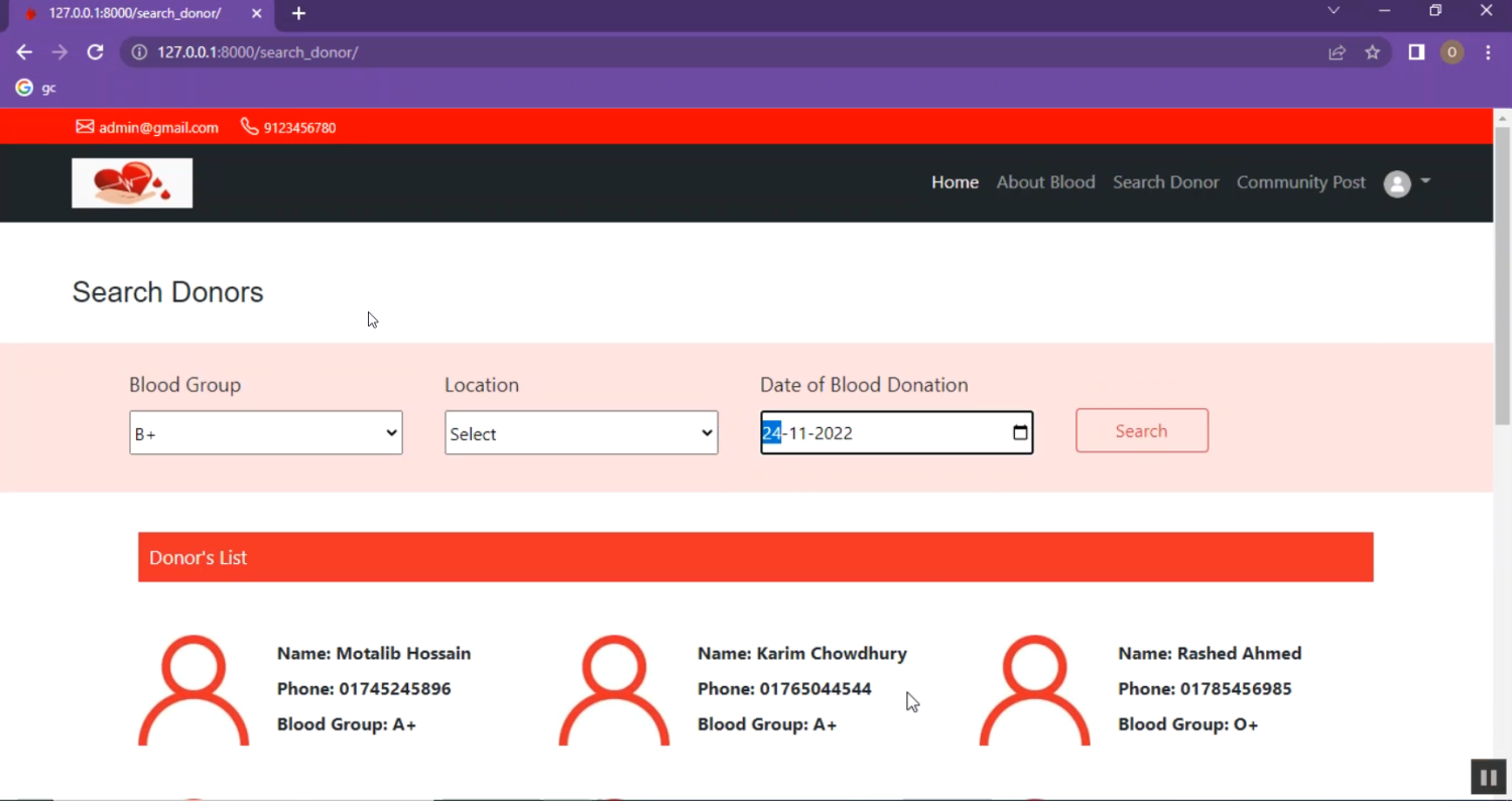 Blood Provider Bloud Types and Transfusion in Django Python