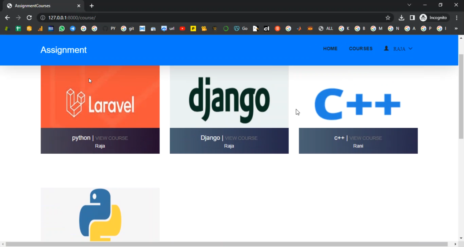 Assignment in Django Python