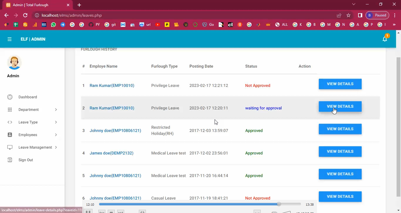 Employee Furlough in PHP Application Projects