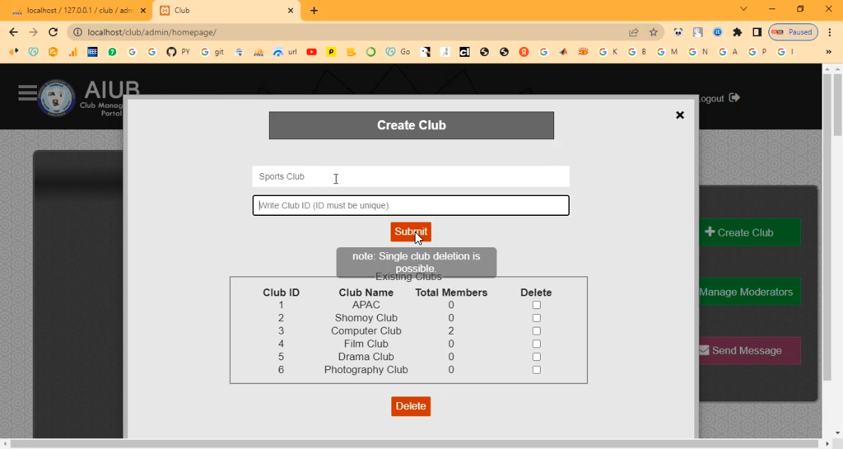 Club Management System in PHP Application Projects