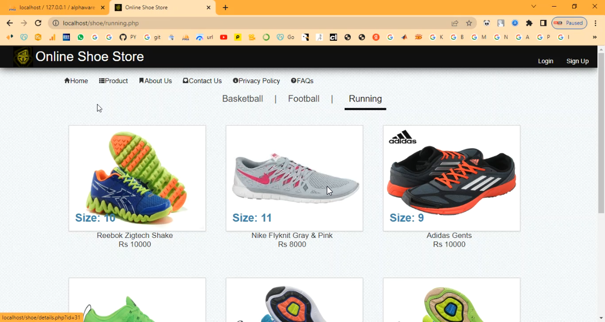Online Shoe Shopping in PHP Application Projects