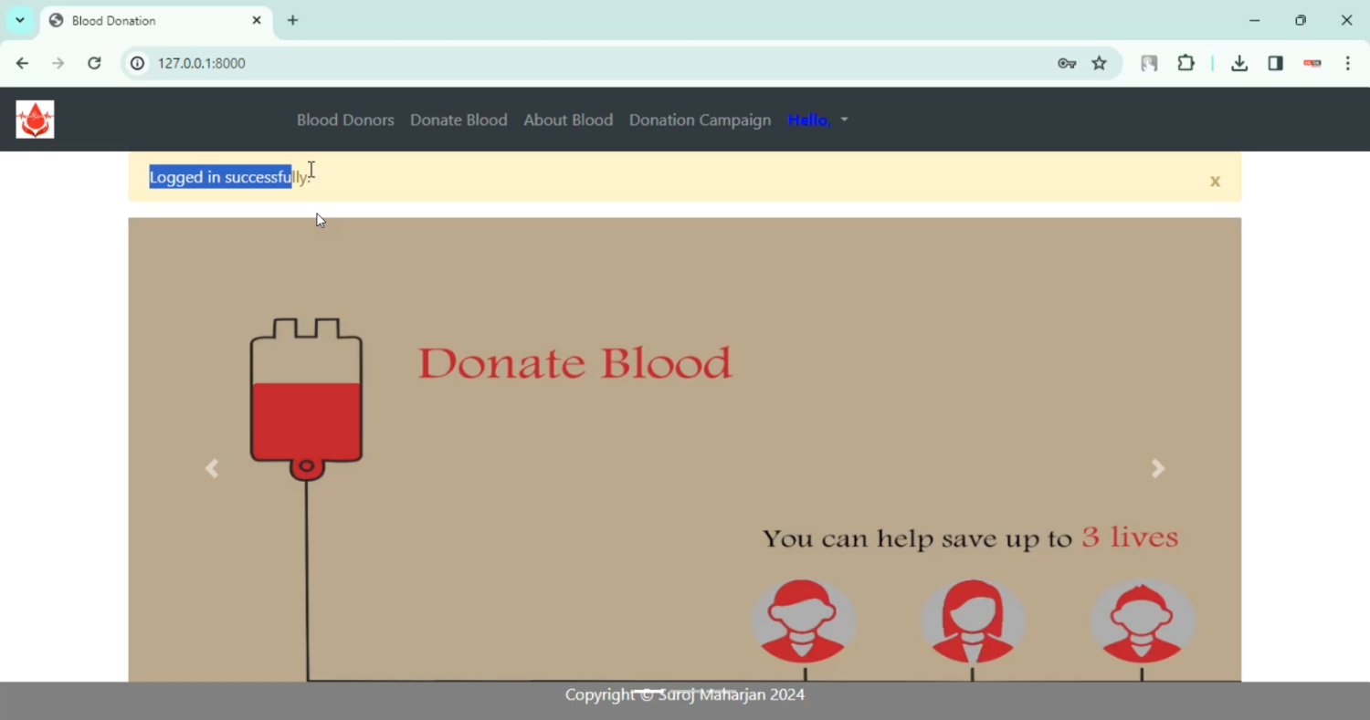 Blood Donation Information System in Django Python
