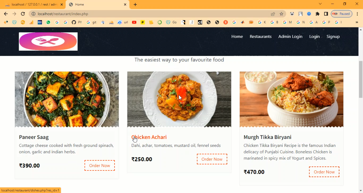 Online Restaurant Management System in PHP Application Projects