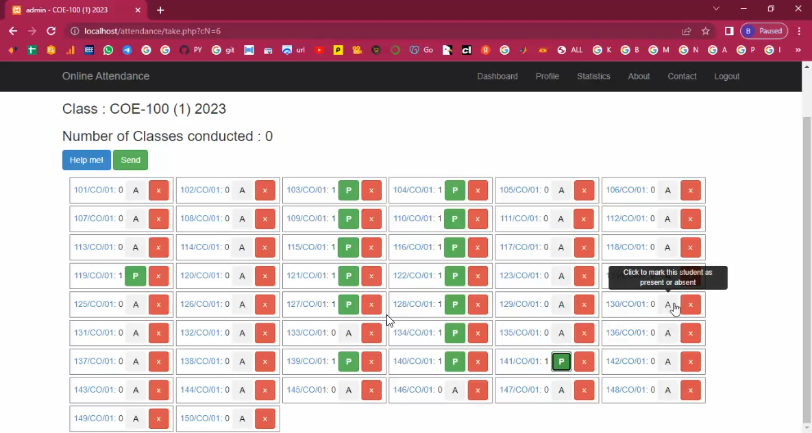 Student Attendance Percentage Tracker in PHP Application Projects