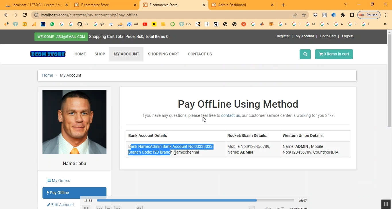 Ecommerce Management System in PHP Application Projects
