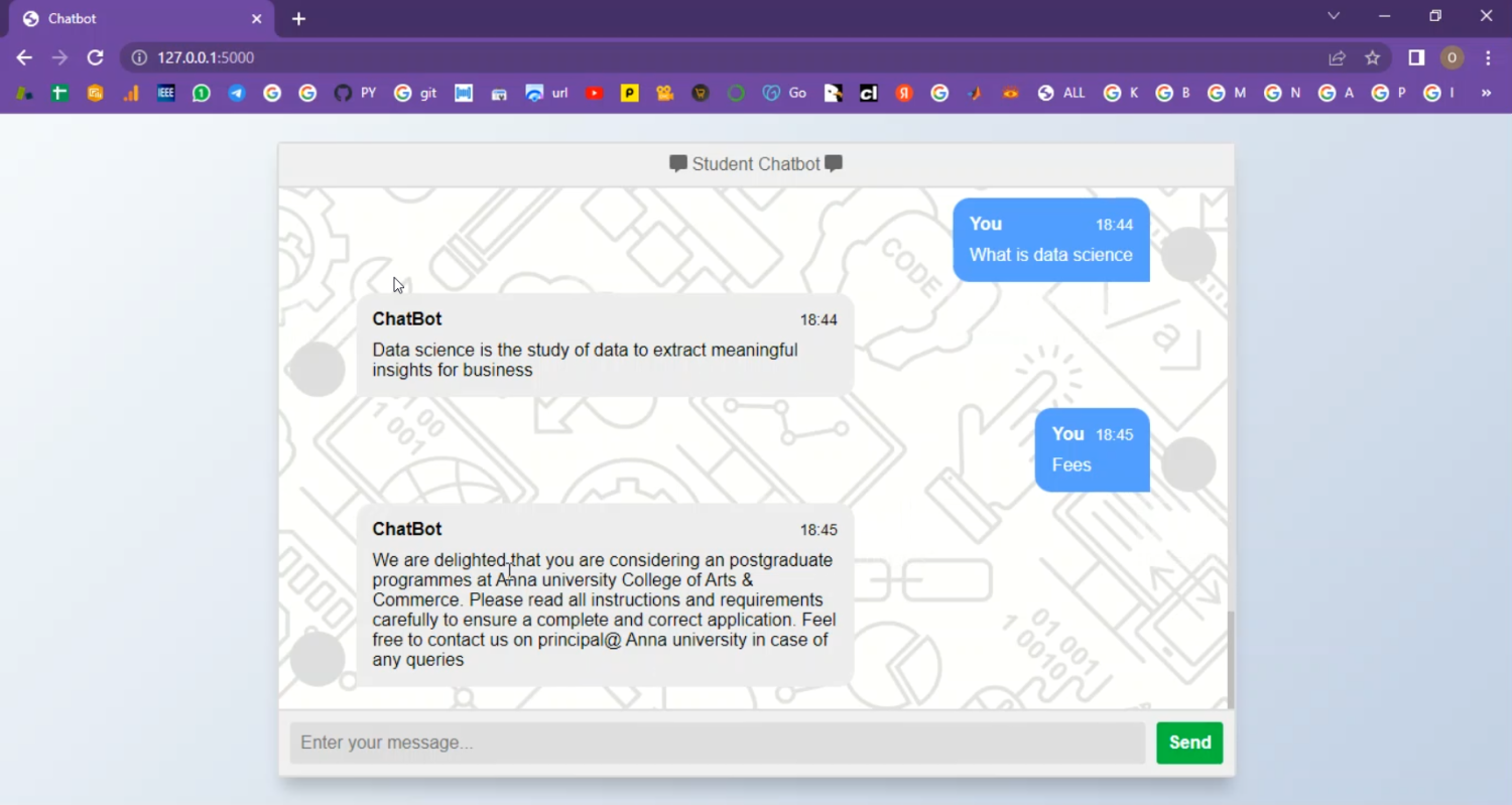 Student Chatbot in Django Python